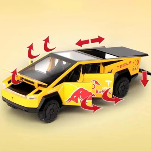 Image of 1:32 Tesla Cybertruck Red Ball Edition - Blue Alloy Diecast Pullback Metal Car Toy