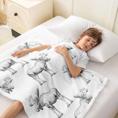 Image of Feelyou Moose Fleece Wild Animal Theme Sherpa Blanket 30 inchx40 inch