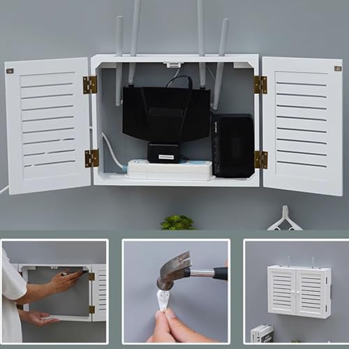 Routeur WiFi armoire de rangement murale pour box internet et câbles - 5