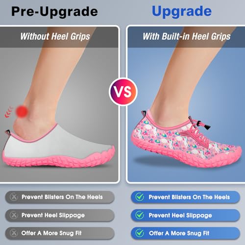 Image of Built-in Heel Grips Water Shoes for Kids Girls Boys Hiking Wide Barefoot Swim Beach Pool Big Kid
