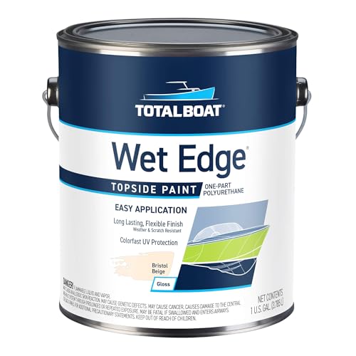 Image of TotalBoat Wet Edge Topside Marine Paint Premium Polyurethane Coating for Boats, RVs, Exterior Trim, Fiberglass, Metal, and Wood (Bristol Beige, Gallon)