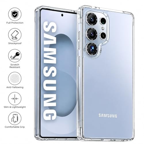 Image of DIZORO for Samsung Galaxy S25 Ultra 5g Case Clear,[30X Anti-Yellowing] Galaxy S25 Ultra Phone Case with Hard Back & Soft Edge,[15FT Mil-Grade Protection] Back Cover for Galaxy S25 Ultra- Transparent