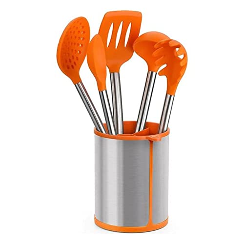 BRA Efficient Conjunto De 5 Utensilios De Cocina Y Carrusel, Acero INOX, Nailon y Silicona, Naranja, 14.5 x 15 x 37.5 cm