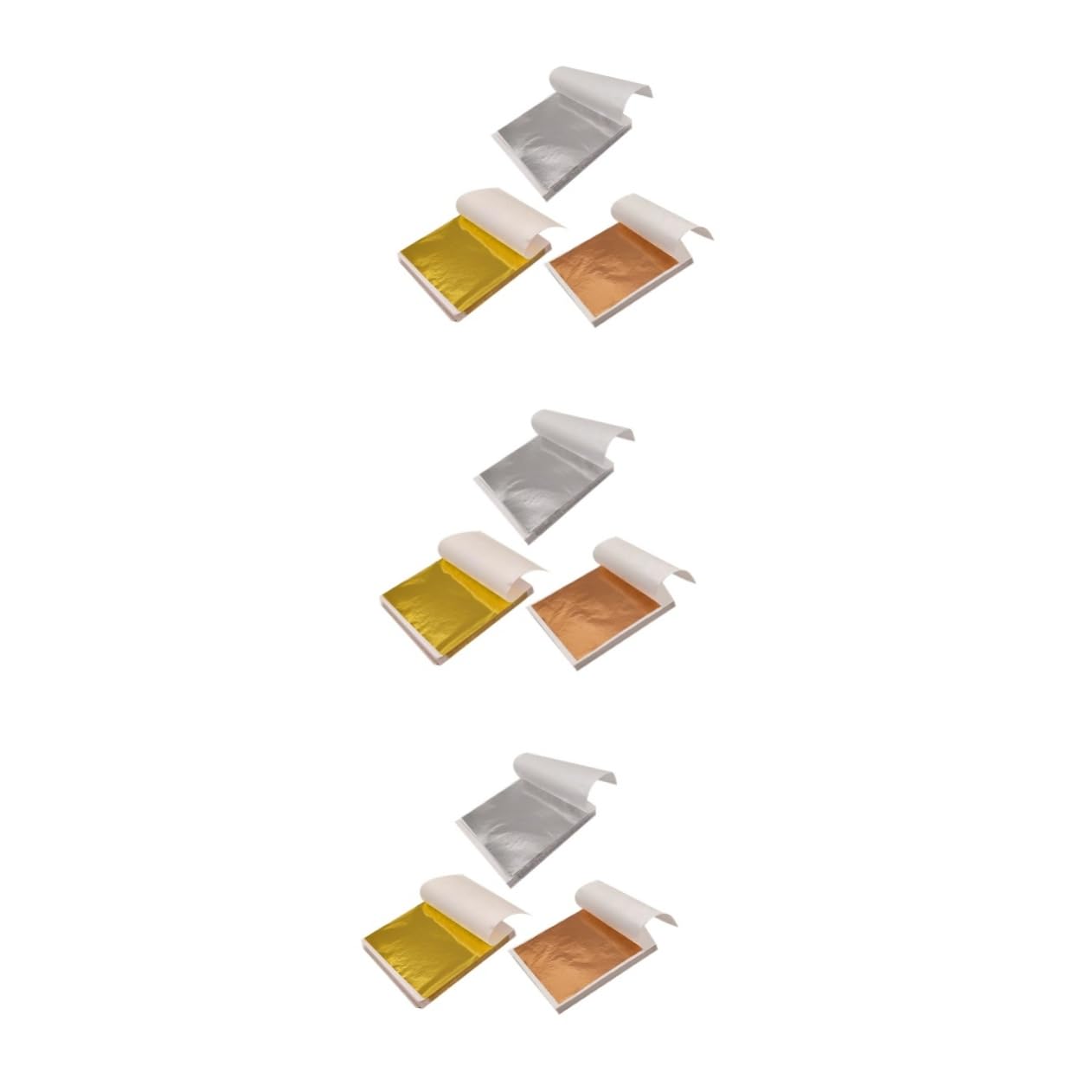 Housoutil 900 Blatt Goldfolien Flocken Imitation Blattgold in Gold Silber Roségold Vielseitig für Basteln Vergoldung Kunstprojekte DIY Dekoration und Möbelveredelung