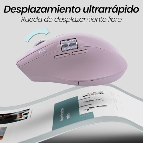 Ratón inalámbrico recargable rosa T'nB con doble rueda y USB-A 2
