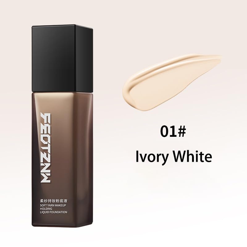 Feotznw Liquid Foundation - Lightweight, Semi-Matte Finish, Medium Coverage for Oily Skin & Uneven Tone, Vegan & Cruelty-Free, 1.014 fl Oz (Ivory) - Image 6