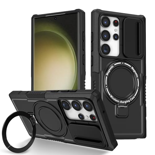 Coque Samsung S23 Ultra antichoc noire avec anneau magnétique
