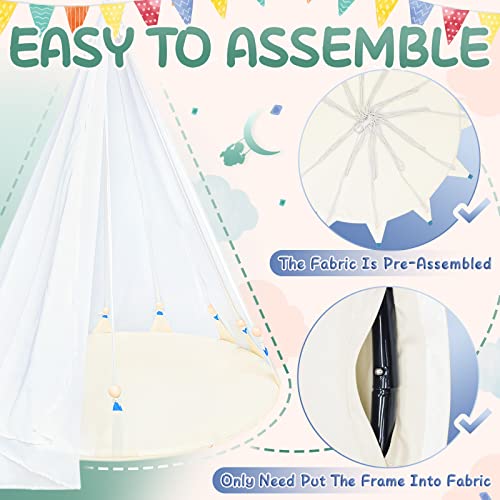Saucer Swing For Kids, 45 Inch Swing Chair, Outdoor Tree Swing, Indoor Nest Swing Tent With Silky Veil,Disc Swing Set For Backyard,Playground, 500 Lbs Capacity, Beige #TOP4