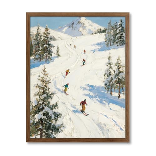 Pawfecto 8 x 10 inch Unframed Vintage Ski Wall Art Snow Mountain Print