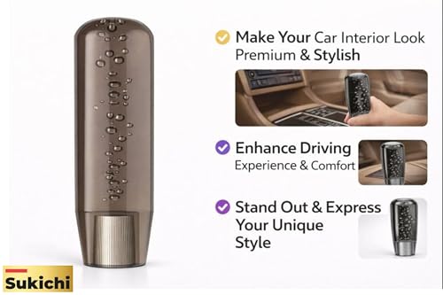 Image of Sukichi 10 cm Premium Car Gear Knob | Universal Fit with Screw Adapters | Stylish Bubble Design Gear Shift Knob | Easy 2-Minute Installation | Interior Custom Accessory (10 cm Bubble, Smoke)
