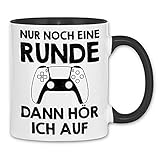 wowshirt Tasse Nur Noch Eine Runde Dann Höre Ich Auf Gamer Geek Zocker, Farbe:White - Black