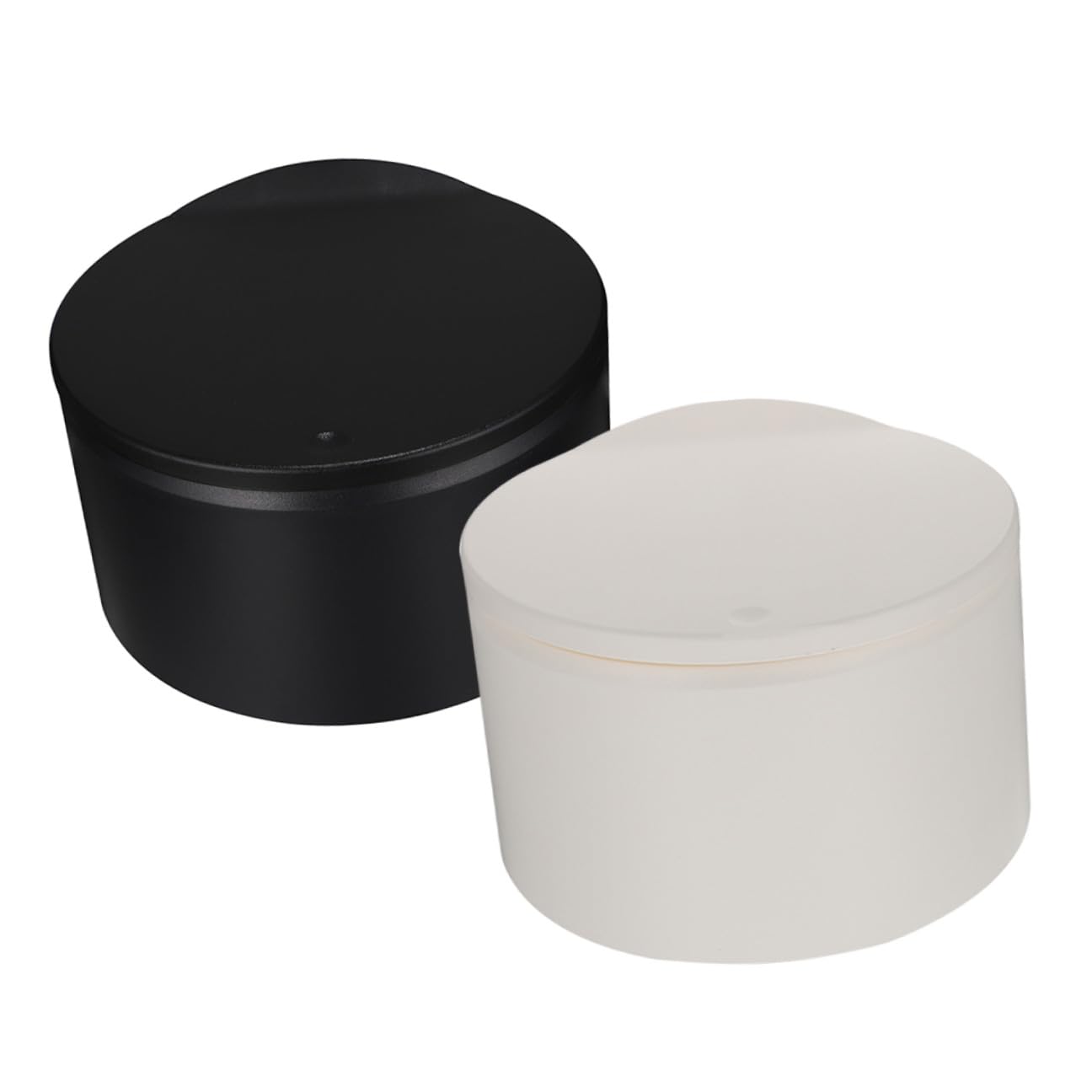 Abaodam 2pcs Mini Press-top Trash Can Desktop Wastebasket Small Garbage Bin for Office Home Bedroom Car, Black and White Compact Rubbish Bins for Workspace Organization