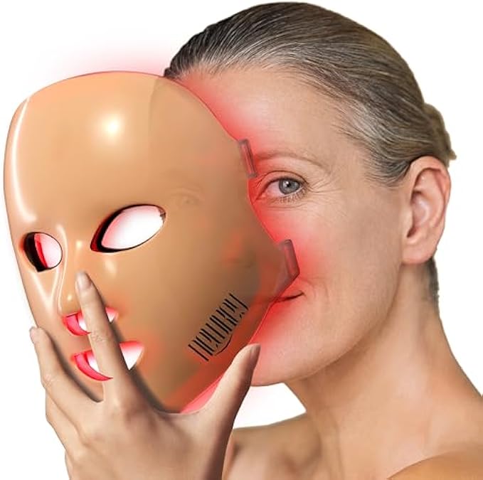 NEWKEY Red Light Therapy Mask for Face Wrinkles, 7 Colors LED Facial Skin Care Beauty Mask,Full-Face Photon LED Mask for Anti- Wrinkles, Acne Reduction