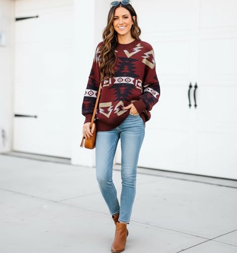 Image of Womens Oversized Sweaters Fall 2026 Fashion Clothes Colorblock Knit Tops | ETCYY Striped Sweaters For Women Trendy,Batwing Sleeve Oversized Sweater Pullover Tops,Cute,Spring Winter Fall Outfits