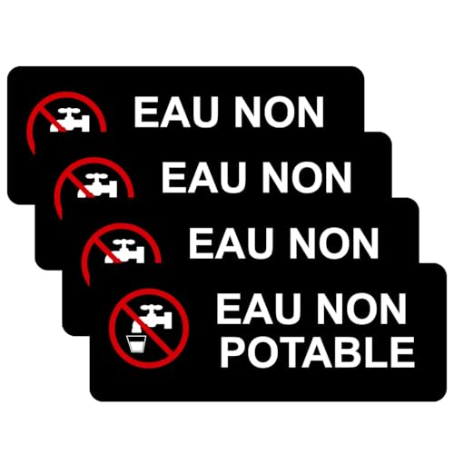 Lot de 4 autocollants Eau non Potable - Vinyle adhésif (180 mm x 70 mm)