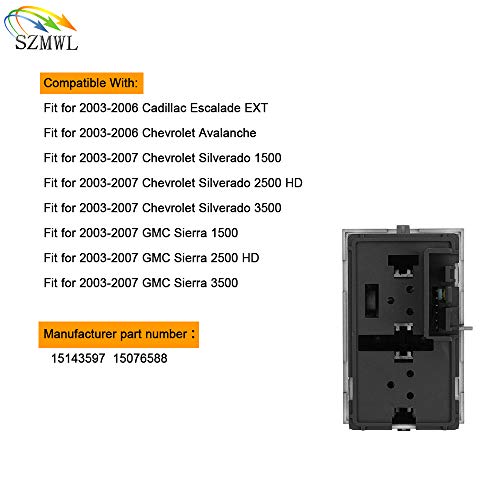 Szmwl Fog Light & Cargo Lamp Switch Replace 15143597 15076588 For 2003-2007 Gmc Sierra 1500 2500 3500,2003-2007 Chevrolet Silverado 1500 2500 Hd 3500,2003-2006 Cadillac Escalade Ext #TOP3