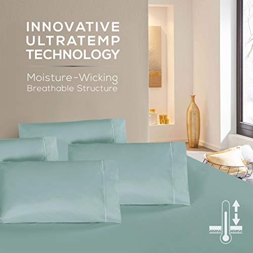 Mueller Luxury 6 PC Full Size Bed Sheets, Super Soft 1800, Deep Pocket up to 16" Full Size Sheets, Transfers Heat, Breathes Better, Hypoallergenic, Wrinkle-Resistant, Oeko-TEX, Light Teal