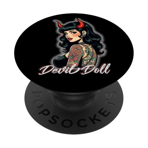 Camiseta Rockabilly Devil Girl Pin Up estilo tatuaje retro de los años 50 PopSockets PopGrip Adhesivo