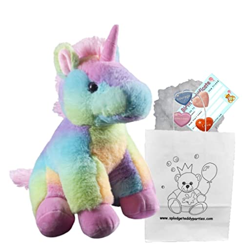 Unicornio arco iris - Juguete de peluche suave - 25 cm - Construye tu propio oso de peluche - Kit de fiesta Cover