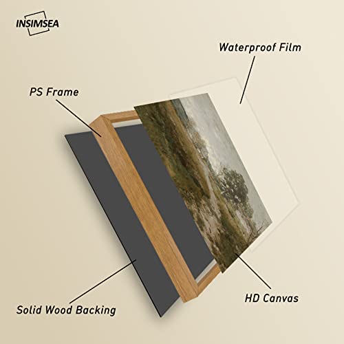Insimsea Framed Canvas Wall Art For Living Room Bedroom Decor, Vintage Outskirts Painting Prints Farmhouse Decor, 20X25Cm(7.9X9.8In) Samll Bathroom Decor Wall Art #TOP3
