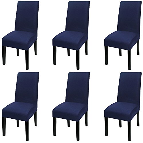 Fuloon 6 Pack Super Fit Stretch Removable Washable Short Dining Chair Protector Cover Seat Slipcover for Hotel, Dining Room, Ceremony, Banquet Wedding Party