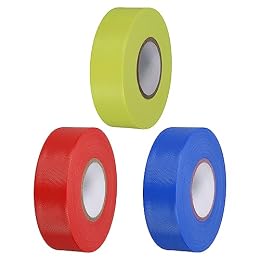PATIKIL 3Pack Flagging Tape 1"x147' Assorted Color for Tree Red Blue Yellow