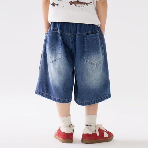 Pantalones cortos vaqueros cargo para niños con diseño holgado informal 2