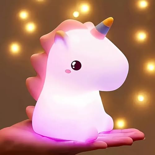 Image of GITGRNTH Rechargeable Silicone Cloud Night Light for Kids|Color-Changing LED Changing Lamp|Adorable Room Decor & Gift for Toddlers,Teens,& Valentine's Day Present(Silicon Unicorn.,Regular),Multicolor