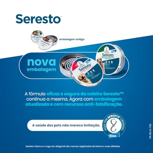 Coleira Seresto® anti-carrapatos e pulgas para cães e gatos de até 8kg