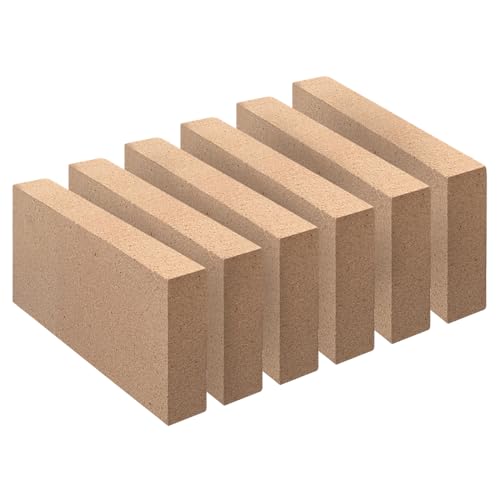 Fire Bricks, Woodstove Firebricks, Size 9″ x 4-1/2″ x 1-1/4″, 6-Pack, Insulating Fire Bricks, 1.25" Thick Clay Firebricks Replacement for Wood Stoves, Fireplaces, Fire Pit, Kiln, Pizza Oven
