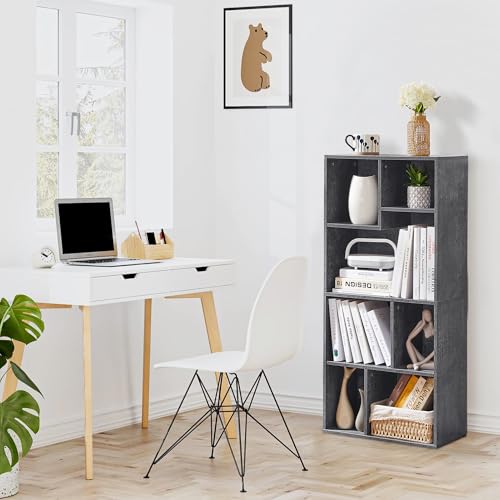 VECELO 7-Cube High Bookcase 42 Inch - 4-Tier Modern Storage Cabinet with Adjustable Height Shelves, Easy Assembly for Textbooks Display, Home Office, Grey by VECELO - Image 5