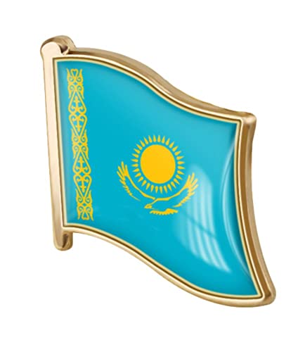 vmcoatdu Kazakhstan Kazakstan Flag Pin Badge International Travel Brooch Metal Alloy Souvenir Pin for Hat Clothes Backpack (Kazakhstan)