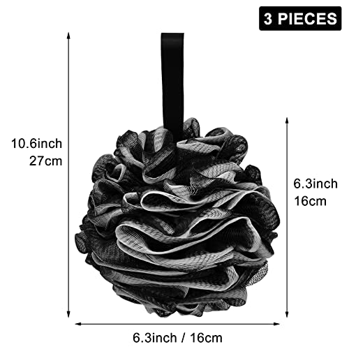 Loofah Charcoal Bath Shower Sponge Body Scrubber,75G Exfoliate Mesh Pouf Shower Bouquet,3 Pack Black Large Bath Sponge For Women And Men #TOP1