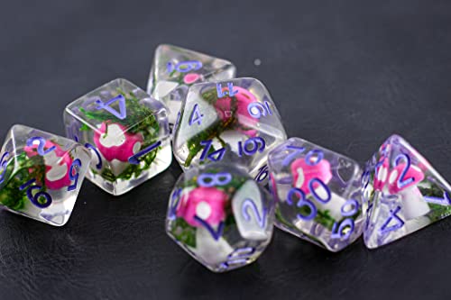 Mushroom Dnd Dice Set For Dungeons And Dragons, Gifts, D&D, D And D, Pathfinder, Accessories, D20, Polyhedral, Resin Dice, Metal, Dice Tray, Tower, Bag, Box #TOP1