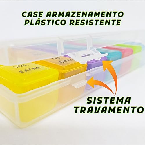 Porta Comprimidos Caixa Divisórias Estojo Remédio Suplemento Organizador Medicamento Vitamina