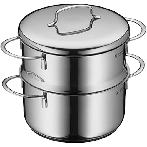 WMF Mini Steamer with Metal lid, Small, 16 cm, 1.5 l, Cromargan Polished Stainless Steel, Induction, Stackable, Ideal for Small portions or Single households