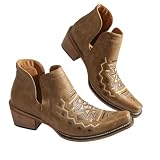 Women Cowboy Boots Western Embroidered Chunky Heel...
