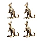 Vubbkdi 4 Pcs Kangaroo Figurines Exquisite Mini Brass Kangaroo Statue for Home Office Decor