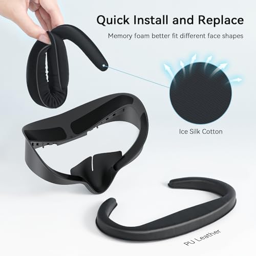 AMVR Facial Interface Face Pad Cover Compatible con Meta/Oculus Quest 3S Accesorios (para Elite/Stock headstrap)