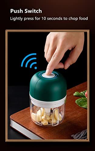 Electric Garlic Mincer / Garlic Chopper, Turimon Rechargeable Mini Garlic Crusher / Cutter / Stirrer, Small Food Processor For Garlic, Onion, Vegetable, Meat, Spices And Seeds - 250Ml #TOP1