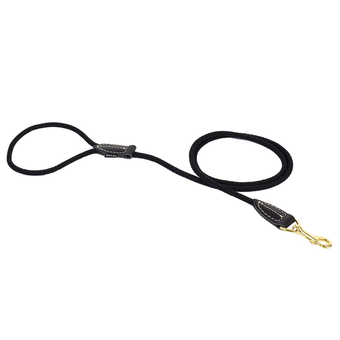 duvoplus, Leine aus robustem und weichem Nylon mit Leder-Finish, Produktreihe EXPLOR Forest, Größe 135 cm/8 mm, schwarz