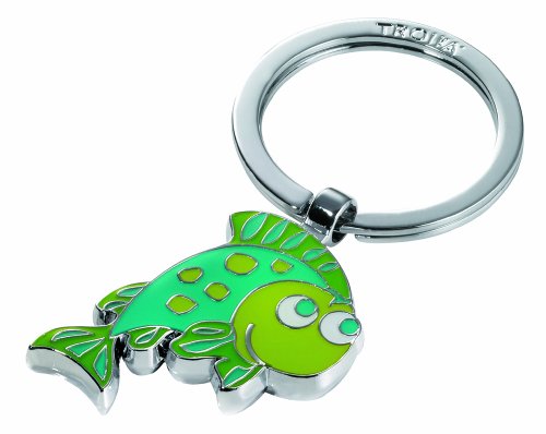 Portachiavi a forma di pesce, in metallo cromato