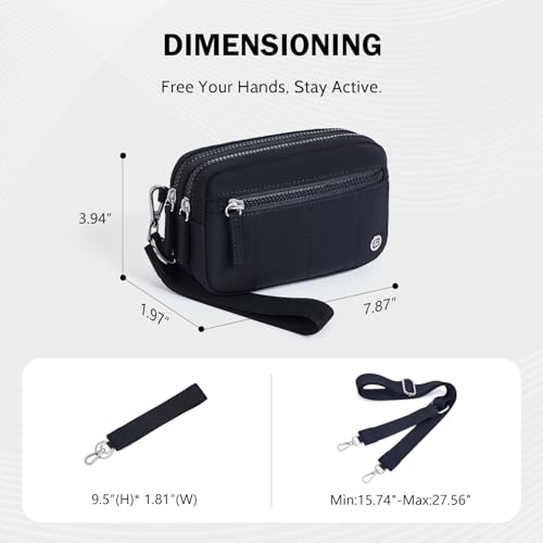 poiugoya small nylon crossbody bags for womenrfid wristlet purse built in wallet 4 zipper crossbody wallet phone organizer
