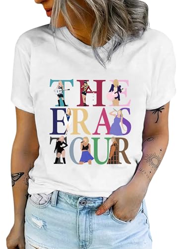 Graphic Tees for Women - Music Festival World Tour Top Cat Shirt Fan Casual Letter Print Country Concert Outfits
