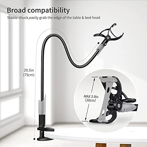 SAIJI Gooseneck Phone Holder, Flexible Cell Phone Stand for Bed, Lazy Arm 360 Adjustable Clamp Mount Bracket for iPhone 13 Pro, 13, 12 Pro Max, 11, XS, ,XR, 8, 7, 6, Samsung S21, S20, S10, S9 (Black)