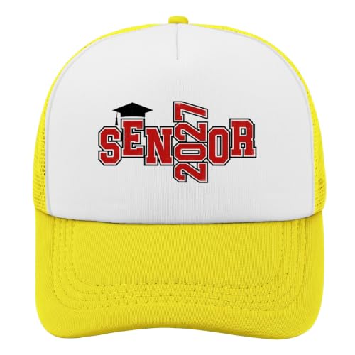 Senior 2027 Sun Hats Outdoor caps for Her Yellow