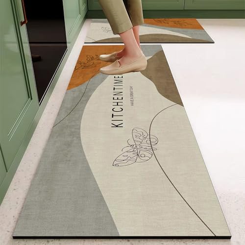 Image of Glaceon Farmhouse Kitchen Mats for Floor 2 Piece Set Kitchen Rugs and Mats Non Skid Comfort Kitchen Standing Mat for Bedroom Laundry Room (ASM13)
