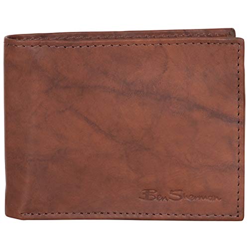 Men’s Slimfold Genuine Full-Grain Leather Anti-Theft RFID Security Wallet With ID Window, Marble