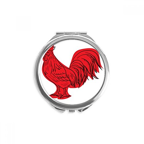 Miroir de poche Année du Coq idée cadeau culturel rouge chinois