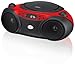 GPX BC232R Portable Top-Loading CD Boombox with AM/FM Radio and 3.5mm Line in for MP3 Device - Red/Black